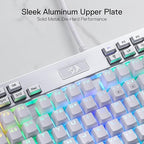 Redragon K550 YAMA RGB Wired Mechanical Gaming Keyboard – Full Size, Brown Switch, 12 Macro Keys, Volume Wheel, USB Pass-through, Detachable Wrist Rest – White
