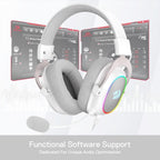 Redragon H510W ZEUS-X RGB Wired Gaming Headset – 7.1 Surround Sound, 53mm Drivers, Memory Foam + Fabric Ear Pads, Rainbow RGB (Dynamic/Static/Off), Detachable Boom Mic, In-Line Control, USB – White