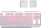 Redragon A101 104-Key Replacement Keycaps – ABS Backlit-Compatible, Cherry MX Compatible, Laser Engraved, Dragon Logo on W Key, Red Keycap Puller Included – White