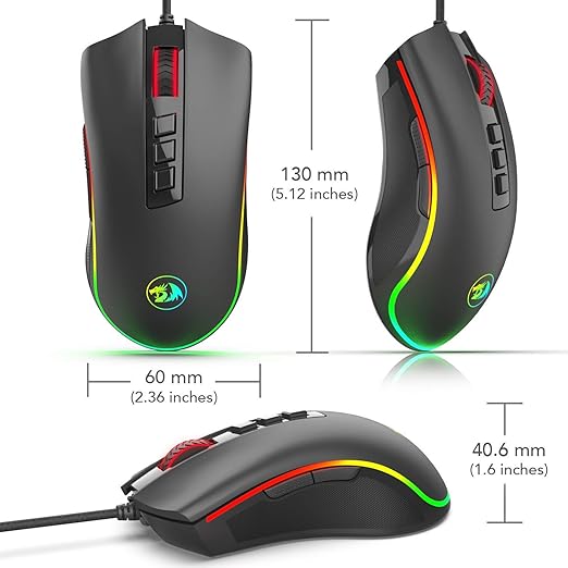 Redragon COBRA M711 Wired Gaming Mouse – White/Red