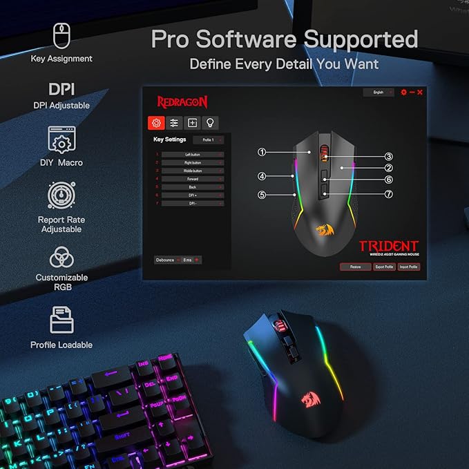 Redragon M693 Wireless Bluetooth Gaming Mouse