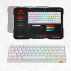 Redragon K530 Pro Draconic 60% RGB 3-Mode Wireless Mechanical Gaming Keyboard – 61 Keys, Hot-Swappable, Blue Switch – White