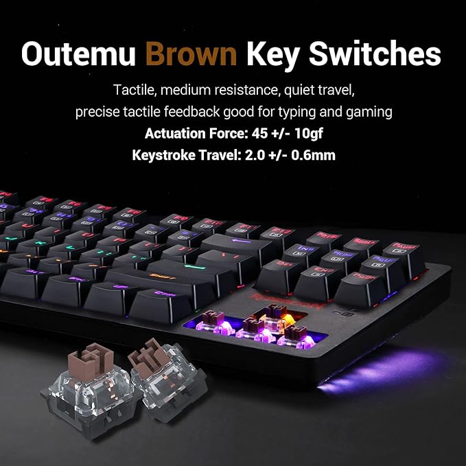 Redragon S113 RGB TKL Wired Mechanical Gaming Keyboard & Mouse Combo – 87 Keys, Outemu Brown Switch, ABS Plate-Mounted + 4200 DPI RGB Gaming Mouse, 16M Chroma – Black