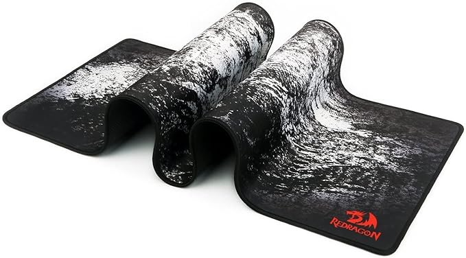 Redragon P018 TAURUS XXXL Extended Gaming Desk Mat – Abstract Marble Splatter Design, Black Anti-Fray Stitched Edges, Non-Slip Rubber Base, Rollable – Black/White