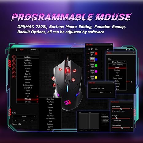 Redragon S101W RGB Gaming Keyboard & Mouse Combo Wired – 104 Keys Membrane, 5 Macro Keys, 6 RGB Modes + 7200 DPI Programmable Mouse, 10 RGB Modes – White