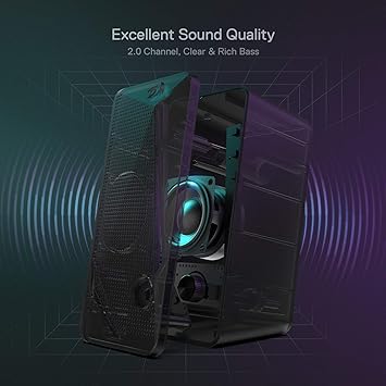 Redragon GS510 Waltz RGB Desktop Speakers – 2.0 Channel 4 LED Modes Touch Control Enhanced Bass