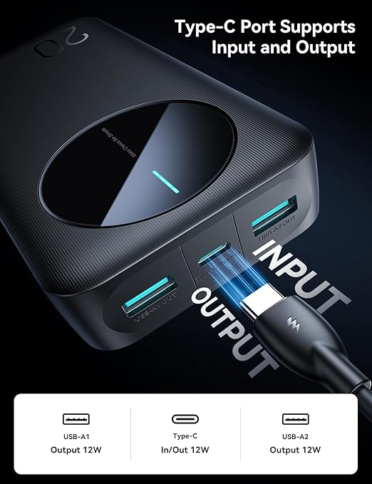   باور بانك جوي روم JR-PBF14 20000mAh 2.4A LED – أسود