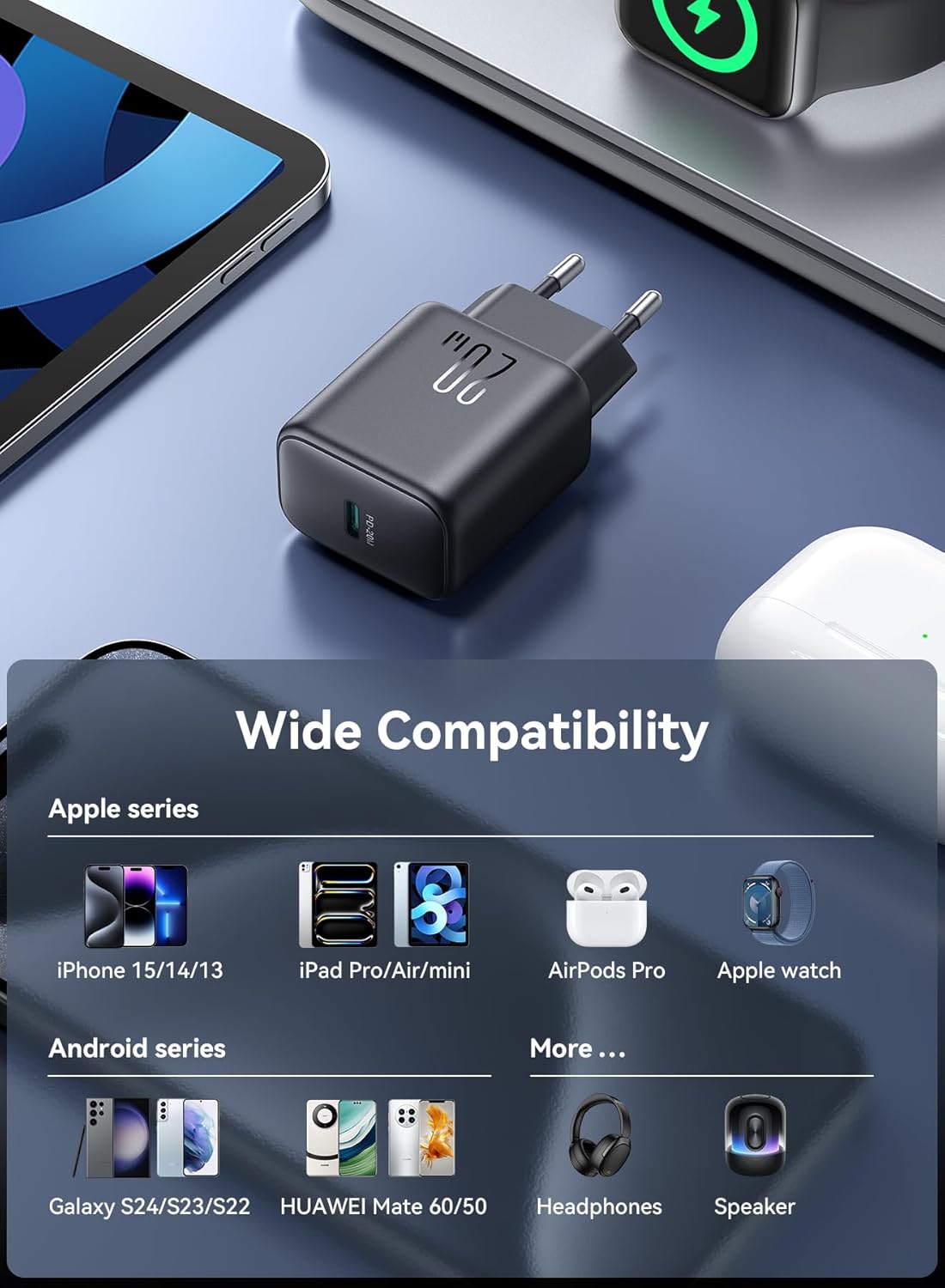 Joyroom JR-TCF20 20W USB-C PD Fast Wall Charger – Compact Travel Adapter