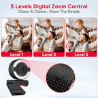 Redragon GW910 Oneshot FHD 1080P Webcam with Autofocus, Built-in Dual Microphone, Ring Light & 5-Level Digital Zoom