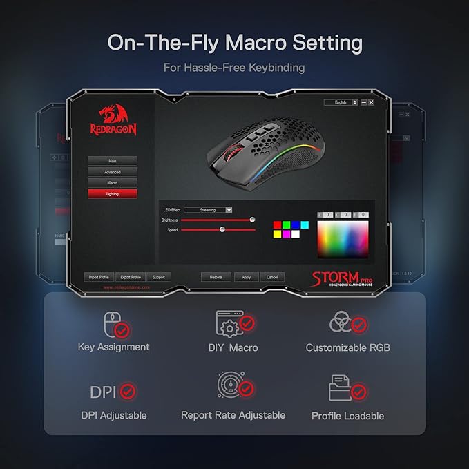 Redragon M808 Storm Pro Honeycomb Dual Mode Gaming Mouse