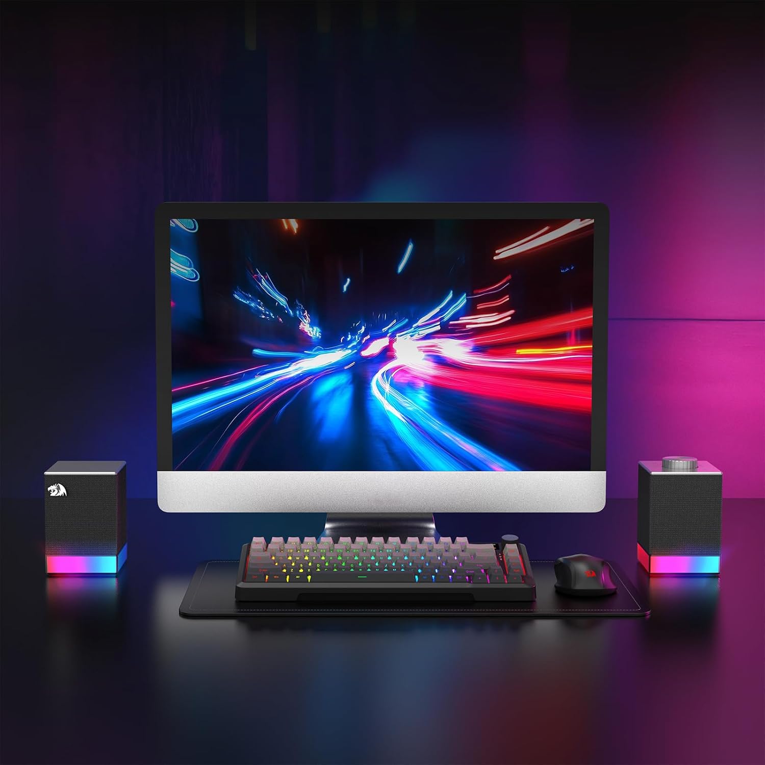 Redragon GS517 RGB Desktop Speakers – 2.0 Stereo Powerful Bass BT & USB 8 RGB Effects Touch Control