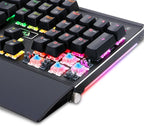 Redragon K567 RGB Wired Mechanical Gaming Keyboard – 104 Keys Full Size, Blue Switch, Aircraft-Grade Aluminium, Detachable Palm Rest – Black