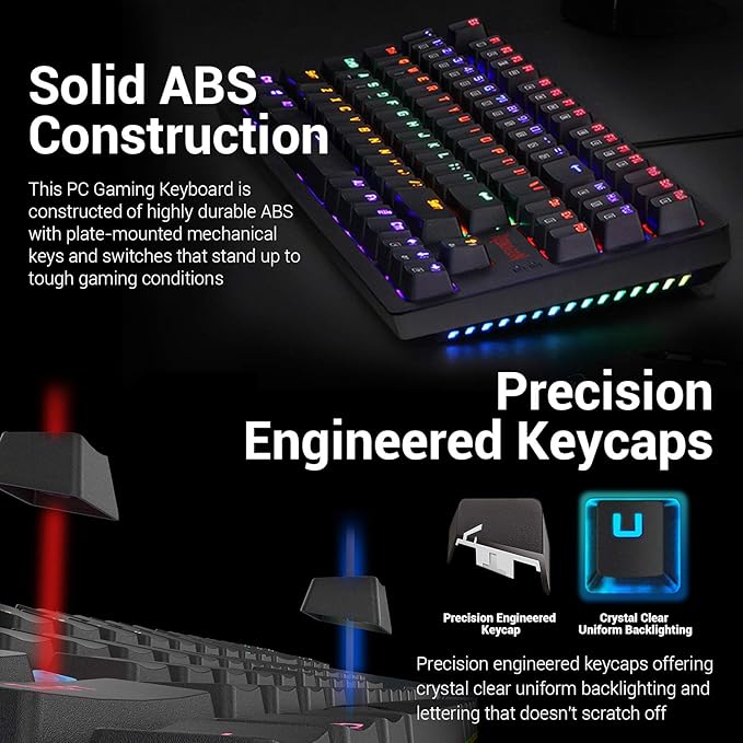 Redragon S113 RGB TKL Wired Mechanical Gaming Keyboard & Mouse Combo – 87 Keys, Outemu Brown Switch, ABS Plate-Mounted + 4200 DPI RGB Gaming Mouse, 16M Chroma – Black