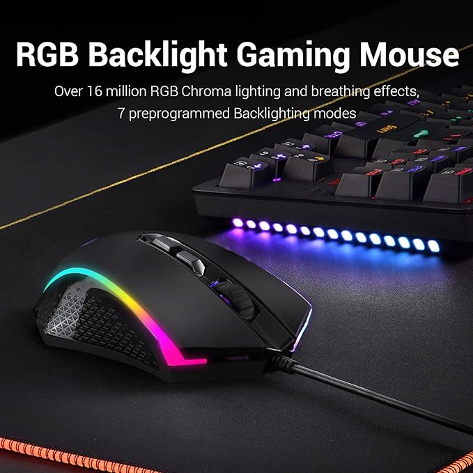 Redragon S113 RGB TKL Wired Mechanical Gaming Keyboard & Mouse Combo – 87 Keys, Outemu Brown Switch, ABS Plate-Mounted + 4200 DPI RGB Gaming Mouse, 16M Chroma – Black