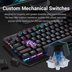 Redragon K555-R INDRAH RGB Wired Mechanical Gaming Keyboard – 104 Keys Full Size, Blue Switch, Macro Keys, Wrist Rest, Spill-Resistant – Black