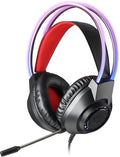 Redragon H231 SCREAM RGB Wired Gaming Headset – 40mm Drivers, Surround Sound, Retractable Headband, Memory Foam, 360° Noise-Canceling Mic, 250g Ultra-Light – Black/Red