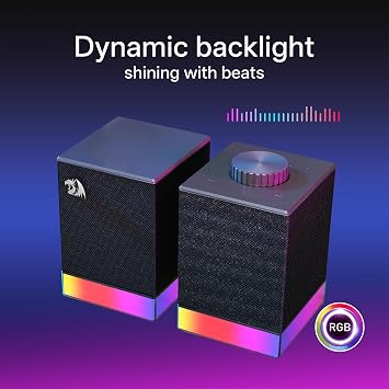 Redragon GS517 RGB Desktop Speakers – 2.0 Stereo Powerful Bass BT & USB 8 RGB Effects Touch Control