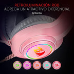 Redragon H260 HYLAS RGB Wired Gaming Headset – 50mm Drivers, Stereo Surround, 360° Omnidirectional Mic, Passive Noise Isolation, Rainbow RGB, 3.5mm + USB – Pink