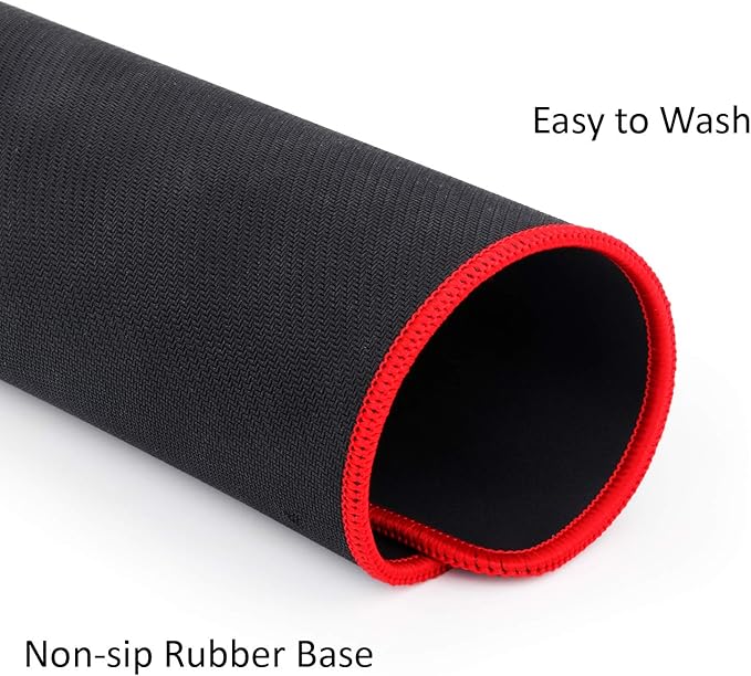 Redragon P012 CAPRICORN Gaming Mouse Pad – 325×245×3mm, Geometric Diamond Design, Anti-Fray Red Stitching, Non-Slip Rubber Base, Easy to Wash – Black/Red