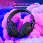 Redragon H888 3-in-1 Wireless Gaming Headset – 168g Ultra-Light, 40mm Drivers, Virtual 7.1 Surround, Mesh Fabric, Detachable Mic – Black / White