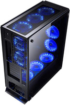 Redragon GC-801 IRONHIDE Full-Tower RGB Gaming PC Case – 4-Side Tempered Glass, 12 Fan Support, 6x GC-F008 RGB Turbo Fans Included, 360mm Radiator, CNC Aluminum Screws – Black