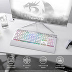 Redragon K550 YAMA RGB Wired Mechanical Gaming Keyboard – Full Size, Brown Switch, 12 Macro Keys, Volume Wheel, USB Pass-through, Detachable Wrist Rest – White
