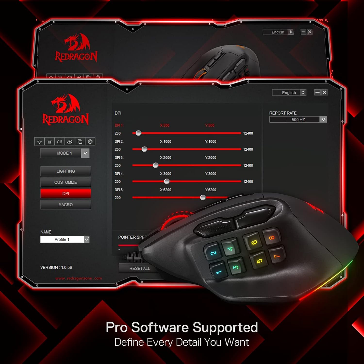 Redragon M811 Aatrox MMO Wired RGB Gaming Mouse