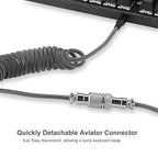 Redragon A115 Coiled USB-C Keyboard Cable – Double-Sleeved, Professional Reversed Coil, Aviator Connector, Gold-Plated USB-A – Space Gray / White