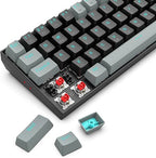 Redragon K662L-K1RS Wireless Portable 65% Mechanical Gaming Keyboard – 68 Keys, Red Switch, Double-Shot Keycaps, 2.4G + Bluetooth, 2×AAA Battery – Dark Gray/Black