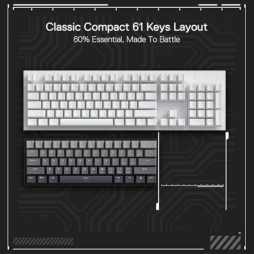 Redragon K617 Rapid Trigger RGB Magnetic Gaming Keyboard – 61 Keys 60% Layout, Hall Effect Magnetic Switch, 8000Hz Polling Rate, Adjustable Actuation 0.1–4.0mm – Misty Grey