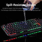 Redragon K555-R INDRAH RGB Wired Mechanical Gaming Keyboard – 104 Keys Full Size, Blue Switch, Macro Keys, Wrist Rest, Spill-Resistant – Black