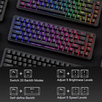 Redragon K709 RGB 65% Wireless Gasket Hot-Swap Mechanical Gaming Keyboard – 68 Keys, Custom Dragon Chant Linear Switch, 5-Layer Noise Dampening, Round PBT Keycaps, Tri-Mode – Black