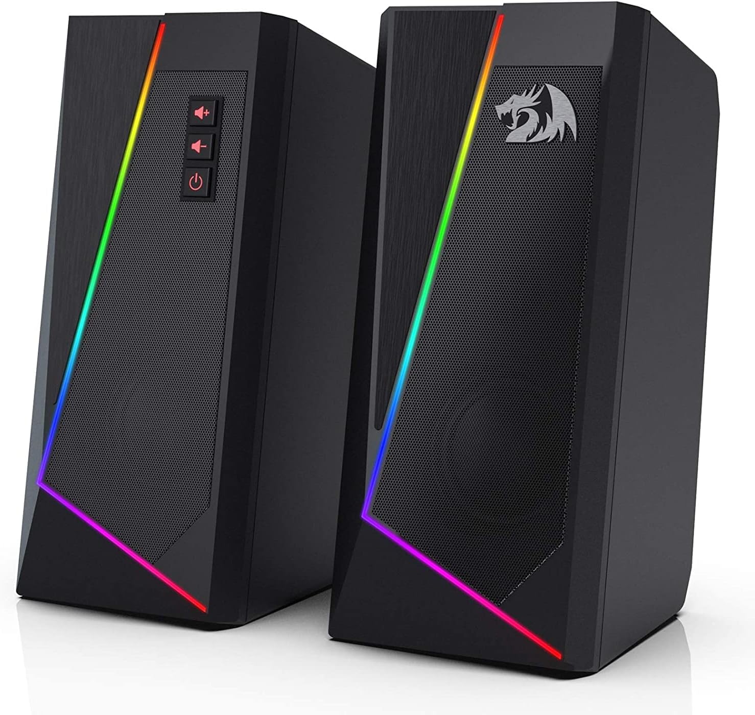 Redragon GS520 Anvil RGB Desktop Speakers – 2.0 Channel PC Stereo, 6 RGB Modes, Touch Control, Easy-Access Volume, USB Powered + 3.5mm – Black
