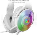 Redragon H350 RGB Wired Gaming Headset – 50mm Drivers, 2.0 Stereo Surround, RGB Earcup Underglow (Dynamic/Static/Off), Detachable Noise-Canceling Mic, In-Line Control – White
