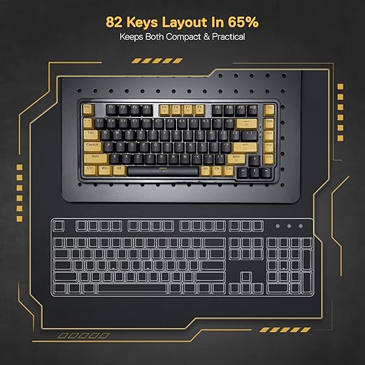 Redragon K649 PRO RGB 75% Gasket-Mount Hot-Swap Wired Mechanical Gaming Keyboard – Custom Gold-Melt Translucent Switch, 16.8M RGB 20 Modes, Pro Software – Black/Gold
