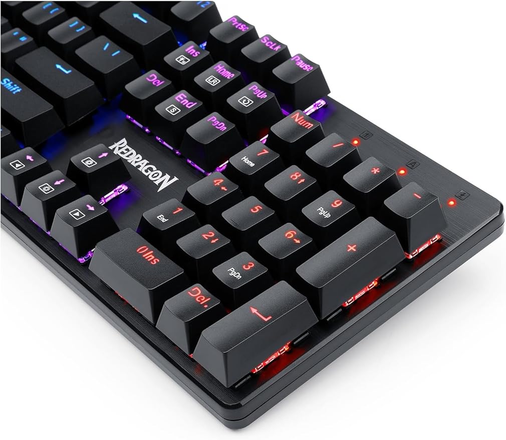Redragon K608 Elite VALHEIM Rainbow RGB Wired Mechanical Gaming Keyboard – 104 Keys Full Size NKRO, Black Switch (Soft Tactile, Low Noise) – Black