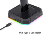 Redragon HA300 SCEPTER PRO RGB Gaming Headset Stand – Aluminum Bar, 2x USB Hub, 3.5mm AUX, Type-C Powered, Non-Slip Base – Black