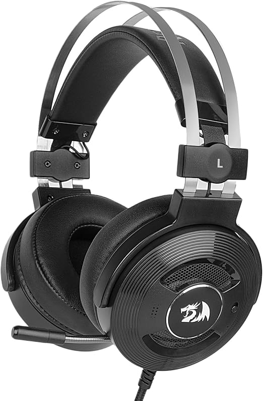 Redragon H991 TRITON Wired Gaming Headset – Virtual 7.1 Surround Sound, ANC Microphone, Super Soft Ear Pads, In-Line Control – Black/Silver