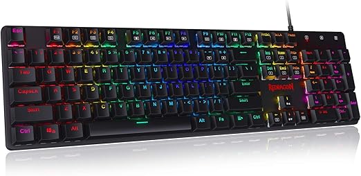 Redragon K589 SHRAPNEL RGB Low Profile Mechanical Gaming Keyboard – 104 Keys Full Size, Linear Red Switch, PBT Double-Shot Keycaps – Black