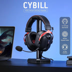 Redragon H312 CYBILL Virtual 7.1 Surround RGB USB Wired Gaming Headset – 50mm Drivers, Detachable Boom Mic, In-Line Control, Adjustable Ear Cup, Mesh Leather Headband – Black/Red