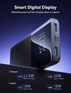جوي روم باور بانك JR-QP191 22.5W 10000mAh مع شاشة رقمية - اسود