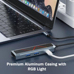 Redragon UCA-4 4-in-1 USB-C Hub – 4K@60Hz HDMI, 2x USB-A 5Gbps, 100W PD Pass-Through – MacBook, iPad, Windows, Android – Space Gray