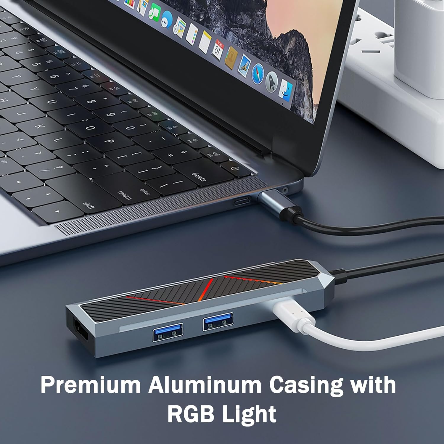 Redragon UCA-4 4-in-1 USB-C Hub – 4K@60Hz HDMI, 2x USB-A 5Gbps, 100W PD Pass-Through – MacBook, iPad, Windows, Android – Space Gray