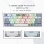 Redragon K617 FIZZ RGB Wired Mechanical Gaming Keyboard – 61 Keys 60% Layout, Red Switch, 16.8M RGB, Detachable USB-C, 430g Ultra-Light