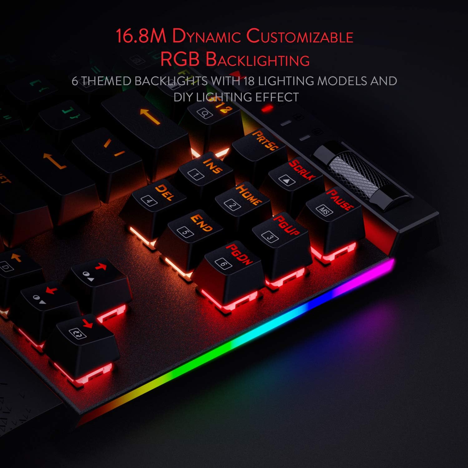 Redragon K587 MAGIC-WAND RGB TKL Wired Gaming Keyboard – 87 Keys, Optical Blue Switch, 9 Macro Keys, Type-C, Detachable Wrist Rest – Black