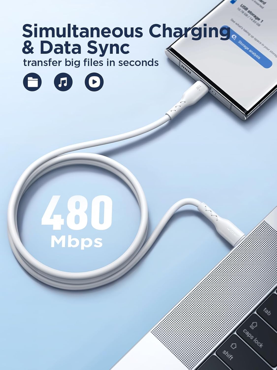 كيبل شحن سريع Joyroom S-A26 Flash-Charge Series 60W USB-C إلى USB-C بطول 1 متر  أسود