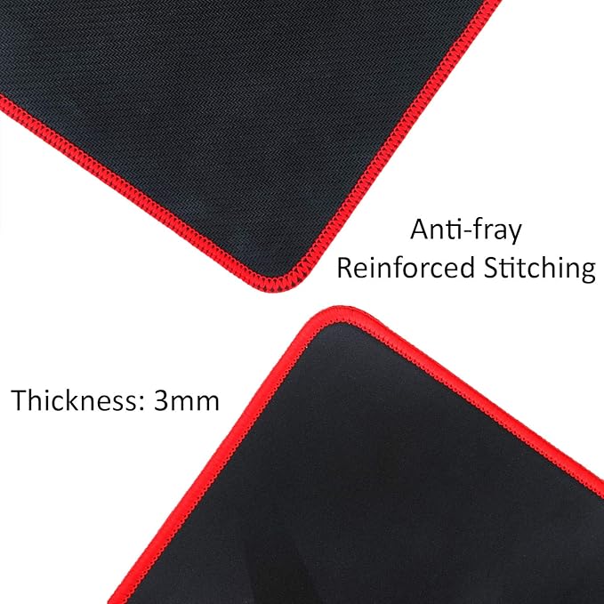 Redragon P012 CAPRICORN Gaming Mouse Pad – 325×245×3mm, Geometric Diamond Design, Anti-Fray Red Stitching, Non-Slip Rubber Base, Easy to Wash – Black/Red