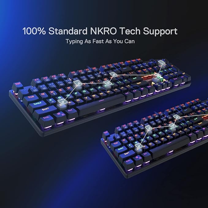 Redragon K608 VALHEIM Rainbow RGB Wired Mechanical Gaming Keyboard – 104 Keys Full Size NKRO, Floated Design, 9 Backlit Modes, 8 Gaming Modes – Black