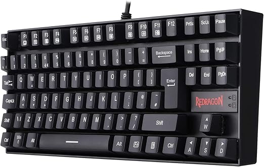 Redragon K552L-KR KUMARA ELITE Wired Mechanical Gaming Keyboard – 87 Keys TKL, Red Switch, No Backlight – Black