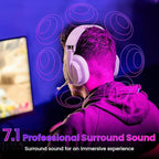 Redragon H888 3-in-1 Wireless Gaming Headset – 168g Ultra-Light, 40mm Drivers, Virtual 7.1 Surround, Mesh Fabric, Detachable Mic – Black / White